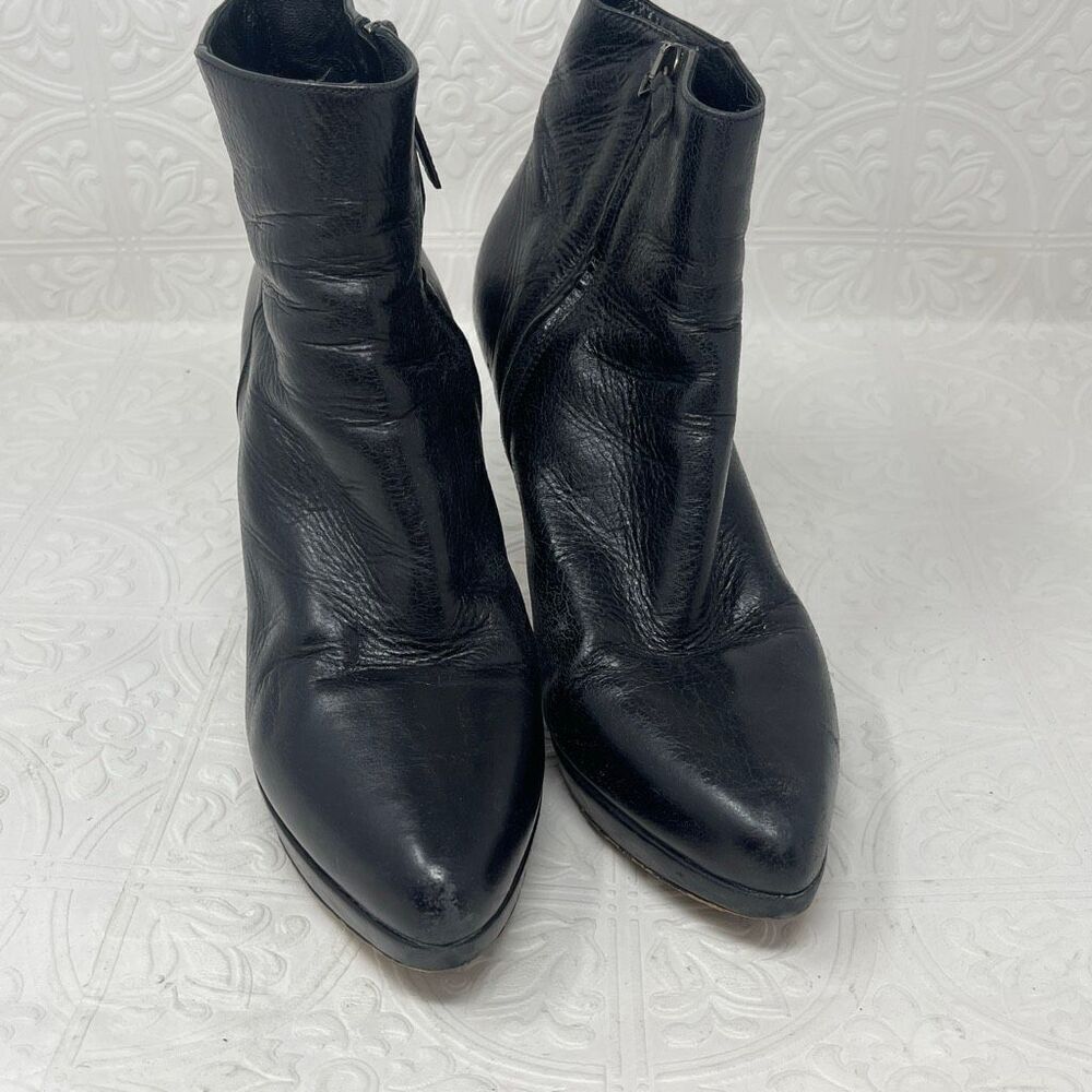 PRADA Black leather heeled boots Sz 38.5